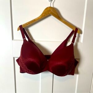 Lane Bryant Cacique 46DD NWOT Boost Full Coverage Bra Wine with ACCENTS